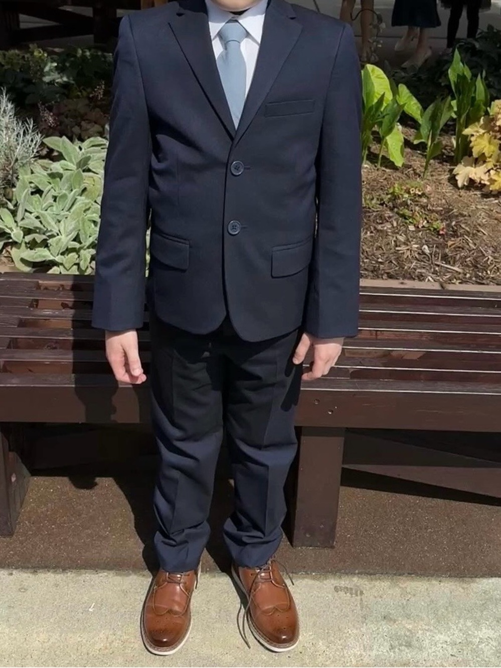 Stafford Boys Navy Suit Jacket and Pants with White Shirt